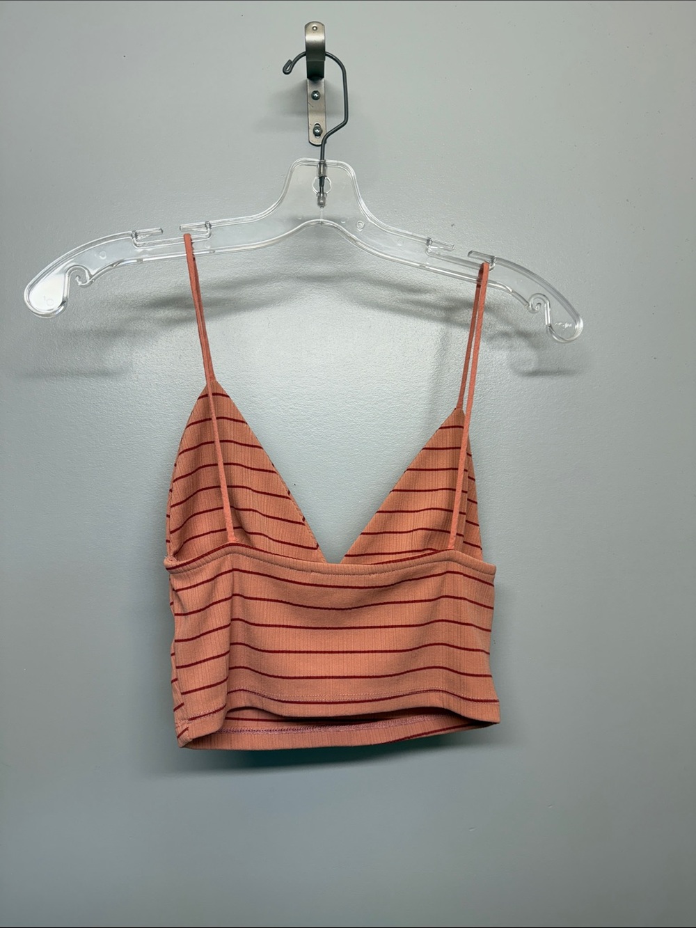 Zara Coral Striped V-Neck Crop Cami - Picture 4 of 4